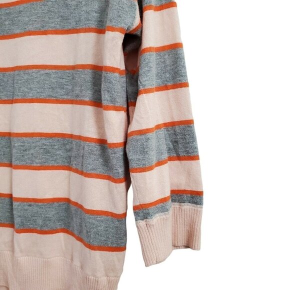 Market & Spruce Sweater Womens Small Striped Split Back Multicolor Soft Crew Top - Picture 4 of 11
